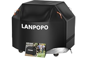LANPOPO Heavy Duty & Thick BBQ Cover for Grill - Waterproof, UV & Fade Resistant Gill Cover, Fit for Weber, Brinkmann, Char Broil, Outback and More,All-Weather Protection with Drawstring, Hook & Loop Straps