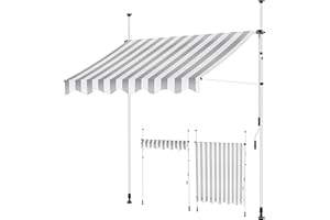 KESSER® Store banne avec manivelle pour Balcon | Store pour Balcon sans Trous à percer, résistant aux UV, réglable en Hauteur, Hydrofuge, protège du Soleil, Toit de terrasse, Blanc/Gris, 300cm