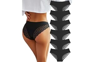 BeReady Spitze Damen Unterwäsche Seamless Slips Damen V Taille Spitzen Nahtlose Hipster Unterhosen Mehrpack 6er Pack
