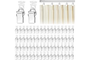 REJOECE 70 Stück Gardinen Klammern Mit Gardinenröllchen, Gardinenrollen Für Schienen, Metall Vorhang Clips, Für Raumteiler, Duschräume, Erkerfenster, Wohnwagen, Duschvorhang