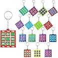 Tic Toe Tac Keychain, Tic Toe Tac Game Pendant Keyrings, Plastic Keyholders Party Favors, Mini Game Backpack Clip, Assorted Colours Fidget Key Fob, Key Chains for Kids Birthday Gifts (16)