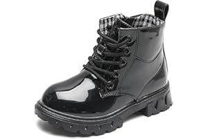 DADAWEN Mixte Enfant/Garçon/Fille/Bébé Waterproof Cuir Lace-Up Boots