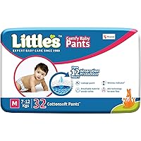 Little's Baby Pants Diapers with Wetness Indicator and 12 Hours Absorption |Medium 32 Count|
