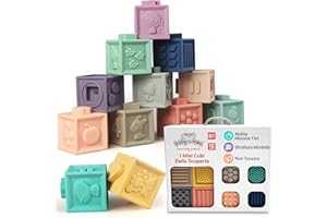 BabyToLove Mes Premiers Cubes éducatifs | Cubes sensoriels empilables pour bébé | Jouet d’éveil Moteur et sensoriel | Activité ludique dès la Naissance
