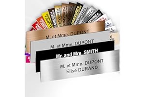 Plaque Boîte aux Lettres Personnalisable De 1 À 3 Lignes – Nom Gravé – Adhésive PVC – 10 x 2,5 cm – 20 Couleurs Au Choix