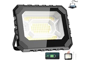 Adewalk Projecteur Chantier LED 300 W, 32000 lm Lampe de Travail Solaire & Batterie Rechargeable 24000 mAh, 5 Modes d'éclairage, Lampe de Camping Portable pour Travail, Pêche, Garage, Atelier