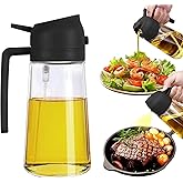 Misamo Enterprise Glass Oil Sprayer and Dispenser Bottle, 500ml Capacity, 2-in-1 Design, Black