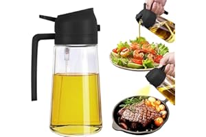 Misamo Enterprise Glass Oil Sprayer and Dispenser Bottle, 500ml Capacity, 2-in-1 Design, Black