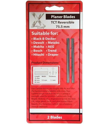 Lot De 2 Lames De Rabot De 82 Mm Pour Black & Decker X24192, KW715, KW710, DN710, BD710, BD713 - Réversibles Et Jetables - 12