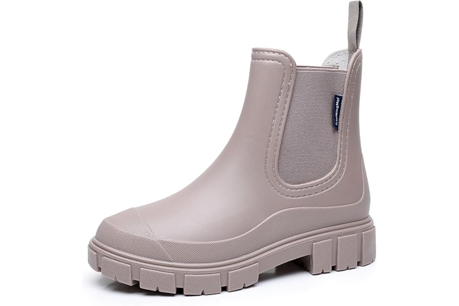 DRECAGE Wellies Boots Women Waterproof Short Chelsea Fashion Ladies Comfortable Rain Boots Outdoors Garden Walking