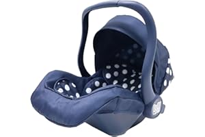 Dolly Tots Dolls Navy Car Seat | Comfort Carry Along Chair | Baby Doll Travel Car Seat With Storage | Integrated Strap Fits Dolls up to 45cm | Prams, Pushchairs and Dolls Accessories | Ages 3+