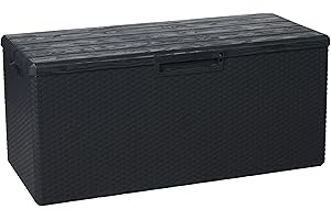 Toomax Baule multibox portofino da esterni con seduta, 340 litri, effetto legno, colore antracite, dimensioni cm123,7x54,5x56,2h.
