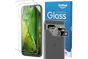 Natbok Szkło hartowane do Google Pixel 8a ochraniacz ekranu i osłona obiektywu aparatu, twardość 9H, ultra odporne, odporne na odciski palców, bez pęcherzyków powietrza, przezroczysta folia na telefon