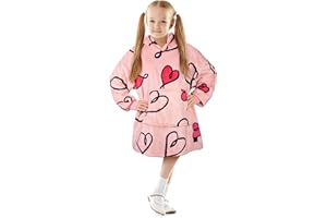 Catalonia Classy Dziecięca bluza z kapturem, bardzo duża przytulna bluza z kapturem dla dzieci, dziewcząt i chłopców, przytulna bluza polarowa, puszysta bluza z kapturem Sherpa dla młodzieży, Różowy