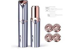 ‎GURELAX Gesichtshaarentferner für Frauen - GURELAX Gesichtshaarentferner Damen Damenrasierer Gesicht (Blau-1 (4 X Ersatzköpfe Enthalten))