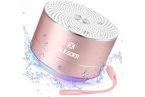 Xleader Bluetooth Lautsprecher Klein Musikbox mit Lichteffekten, IP67 Wasserdicht Dusche Lautsprecher, Tragbarer Mini Bluetooth Lautsprecher mit Lanyard Geeignet Geschenke für Mädchen Jungen(Rosa)
