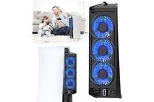 QYCHHJ Cooling Fan for PS5 Cooler Fan for PS5 Accessories with LED Light and 3.0 USB Ports Fan Cooling Fan Compatible with PS5 Host Digital Version or CD Version (Black)