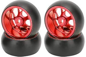 VGEBY Neumático de Goma para Coche RC, reemplazo de neumáticos de Deriva de Cubo de Rueda de Metal con Control Remoto Profesional para Coche Wltoys k969 1/28 RC(Rojo)