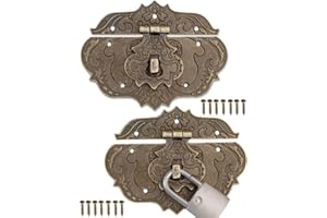 FUXXER® - 2 x zapięcia w stylu antycznym, z brązu i żelaza, zamknięcia meblowe, okucia do zasłon, zamków na skrzyniach, suwakach, 75 x 58 mm, w zestawie śruby, zestaw 2 szt