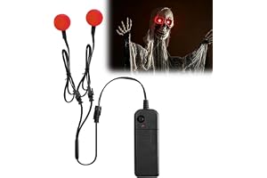 Tulov 2 stycken neonögon 30 mm, runda LED-ögon för halloween med 3 lägen | Gul lysande ögon för pumpor, masker och cosplay, skapar en slående och läskig ljuseffekt