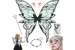 HuaMuDM Ali da Fata a Forma di Farfalla,Ali di Farfalla,Flower Wreath,Bastona Magica delle Fate,Adesivi,Elf Ears,Halloween,Natale,Carnevale,Festa a Tema