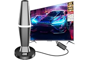 QGCLEARSO TV Aerial,2025 Indoor Digital TV Aerial with 500+ Miles Range Adjustable Strongest Signal Booster Amplifier for 4K 1080P HDTV & VHF UHF DAB Radio with Magnetic Base