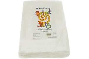 BRIGHT BOTS Whitebots 6 Pack Reusable Absorbent Terry Towelling Cloth Nappies 100% Cotton Soft Flat Diapers (70cm)