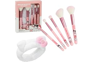 Hello Kitty Make up Pinsel Set, 5 Schminkpinsel inklusive flauschigem Stirnband