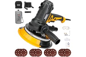 ZHJAN Lijadora de Pared 900W,1400-2700 RPM/5velocidades de succión variable ajustable, Lijadora pared y techo con luz LED,Sistema de Autolimpieza/8 discos de lijado,lijadora pladur lijado grueso/fino