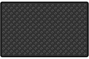MOACC Tappetini Sottociotola per Cani, Tappetino per Ciotola di Cibo Antiscivolo per Animali con Disegni di Zampe Perfetto per Proteggere Il Pavimento da Liquidi(Nero Paw Pattern, 47 x 30 cm)