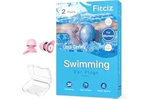 Fitciz Bouchons d'Oreille De Natation pour Adultes - Boule Quies Piscine pour Hommes Femmes - Avec Étui pour Nageurs - Confortables Imperméables (Taille Femme, 2 Paires S+M)