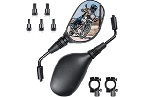 Cretassion Specchietti Moto Omologati 2 Pezzi, Specchietto Retrovisore con 22mm Morsetto, 8mm / 10mm Filettato, Regolabili per Scooter, ATV, Cruiser, Moped