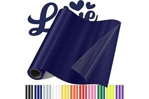 Sgooyir Rouleau Vinyle thermocollant Bleu foncé pour Tissu, 30.5 x 183 cm Flex Thermocollant pour Tissu, T-Shirts, Sacs, Casquettes