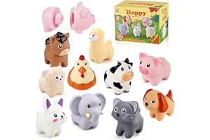 Pmueuff Montessori Giochi Bambini 1 2 3 Anni, Animali Giocattolo per Bambini, Giocattolo Sensoriale E di Apprendimento Motorio | Set Selezione Colori E Impilabile | Regalo per Natale E Compleanno