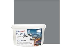 Preismaxx Profiweiß urban colors, bunte Wandfarbe, grau, asphaltgrau, asphalt grey 10L, Innenfarbe, hohe Deckkraft Klasse 2, matt