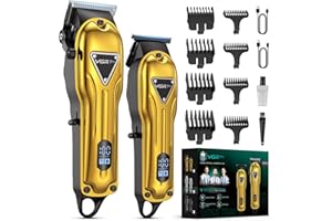 VGRPRO Tagliacapelli Uomo, Kit senza Fili con Tagliacapelli e Trimmer capelli, Batteria a Lunga Durata, Macchinetta per capelli Elettrica per Uso Familiare Barbiere (Oro)