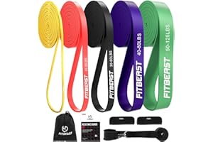 FitBeast Banda de Resistencia con Anclaje para Puerta Almohadilla de Mano, Pull Up Bands para Pilates, Entrenamiento, Fisioterapia, Estiramiento, Yoga, Gimnasio en Casa para Hombres y Mujeres