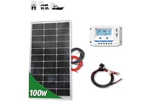 VIASOLAR Kit 100W PRO 12V panel solar placa monocristalina Tecnología PERC alta eficiencia para caravanas autocaravanas