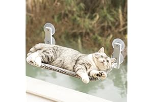 EDAGNY Doux Hamac Chat Fenetre Pliable, Peluche Hamac pour Chat Lit Fenetre Housse épaisse Amovible - Cadre en Acier Robuste Supporte jusqu'à 18 kg, Gris