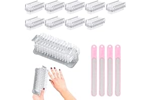 10 Stück Doppelseitige Handbürste Nagelbürste: YIDM Handwaschbürste Transparente Farbe für Gründliches Reinigen Nagelbürste Handbürste mit Harten für Oberflächen und Hände (inkl. 4 Nagelfeilen)