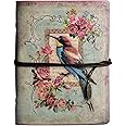 Excefore Vintage Refillable Journal, Premium Leather Traveler Notebook Sketchbooks Classic Diary Planner with Blank Pages and Zipper Pocket (Bird)