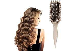 BGTLJKD Bounce Curl Brush, Curl Defining Brush, Brosses à Cheveux en Poils de sanglier de coiffage pour démêler, mettre en forme, définir les boucles pour les femmes et les hommes (B)