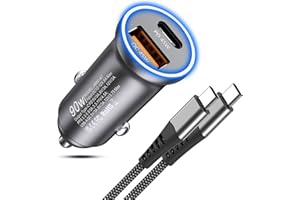 TEPOW 90W Caricatore Auto USB C, Caricabatterie Auto USB C [PD45W & QC45W] Adattatore Presa Accendisigari USB C Carica Batteria per Auto Cellulare con Cavo per iPhone 15 Pro Max,Samsung Galaxy S23 S22 S21