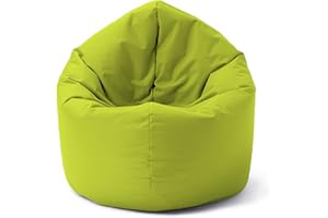 Lumaland Poltrona a sacco | Pouf rotondo 120 x 80 x 75 cm | 2 in 1 per ambienti interni ed esterni | Con imbottitura da 300 l | Impermeabile e robusta [Verde Mela]