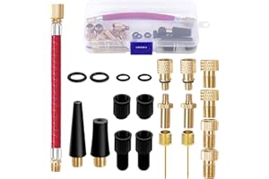 DATEFUN Adaptador Valvula Bicicleta - Aguja Inflar Balones con Caja de Almacenamiento - Adaptador Valvula Presta para Compresores, Bomba de Aire