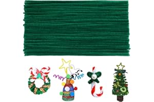 BENLAY Lot de 100 nettoyeurs pour pipes en chenille - Couleur solide - Pour Halloween - Pour Noël - Artisanat - Fournitures de nettoyage épais pour pipes en chenille (vert foncé)