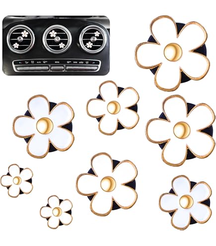 Clips De Ventilation Daisy Pour Voiture - Lot De 8 - Déco Intérieur Voiture Colorée - Convient à La Plupart Des Bouches D'aération - 11