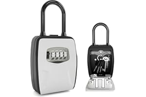 DIYGEEK Cassetta Chiavi con Codice, Cassetta di Sicurezza per Chiavi Impermeabile, Cassaforte con Serratura Esterna a Combinazione, Key Box con Gancio per Casa, Ufficio, Garage, Scuola e Appartamento