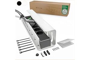 UNITURE® Passe-câbles de bureau [certifié DEKRA] – 1 jeu de gestion des câbles de bureau – Support de câbles de bureau de 40 cm – Gestion des câbles sous le bureau – Blanc