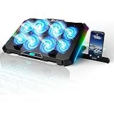 KLIM V8 Base di raffreddamento da Gaming per Notebook con 8 ventole + Nuovo 2024 + Stabile supporto RGB con ventole per porta